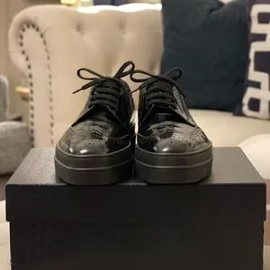 Prada Black Spazzolato Fume Oxfords Prada Spazzolato Fume Lace-Up Oxford | Neiman Marcus main image 3